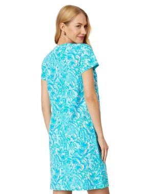 Lilly Pulitzer Turquoise & White Printed T-shirt Dress, Size L
